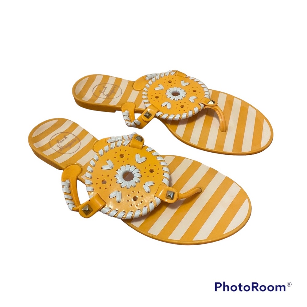 Jack Rogers Striped Georgica Jelly Sandals Orange White sz 8 Summer Flip…